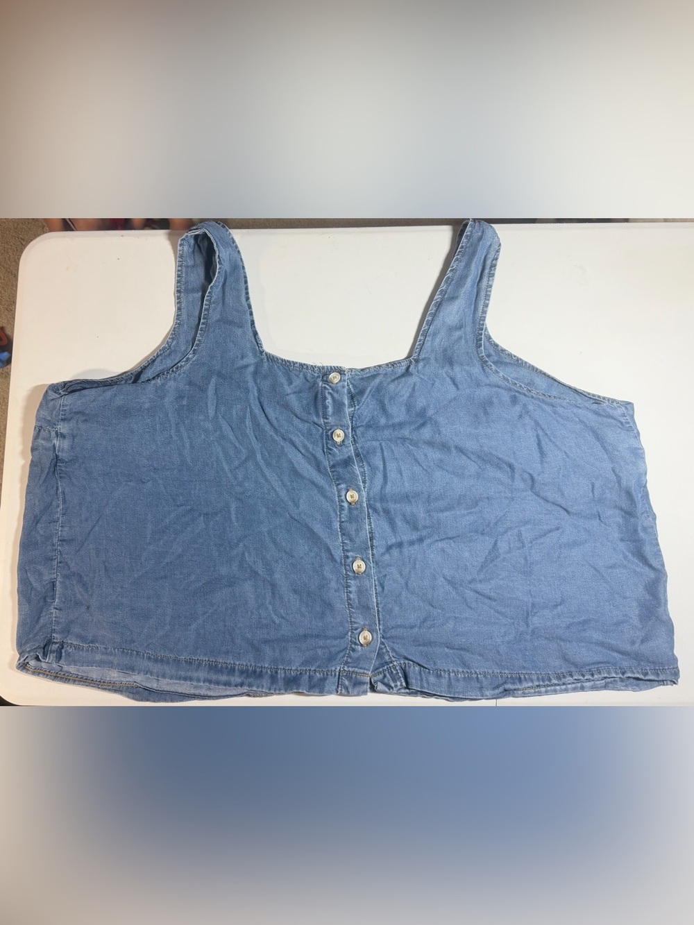 Torrid Light Blue Denim Button-Front Crop Tank Size 4